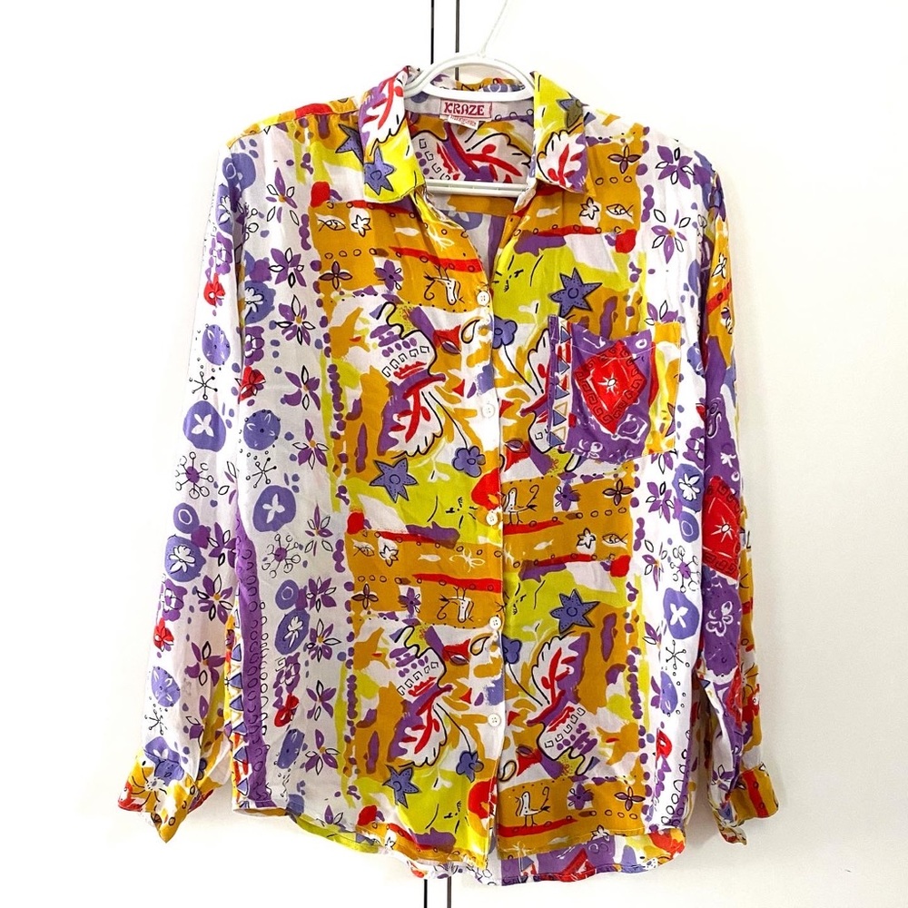 90s Vintage Kraze Printed Button Down Shirt
